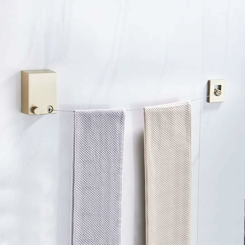 Retractable Clothes Drying Rack - Wall Mounted Lock to Prevent Sagging