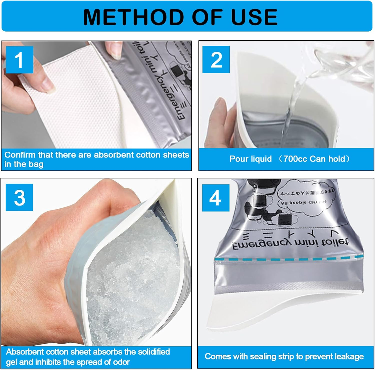 Disposable Emergency Urinal Bag, 8/12/20 Pack Portable Camping Pee Bags, Travel Pee Bags, Traffic Jam Emergency Portable Urine Bag, Vomit Bags, for Men Women Kids Children Patient