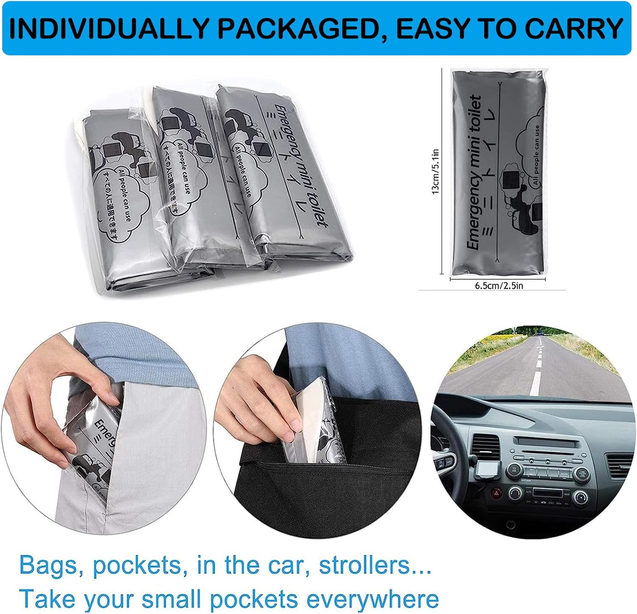Disposable Emergency Urinal Bag, 8/12/20 Pack Portable Camping Pee Bags, Travel Pee Bags, Traffic Jam Emergency Portable Urine Bag, Vomit Bags, for Men Women Kids Children Patient