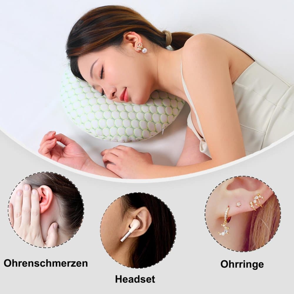 Ear Pillow for Side Sleeping, Ergonomic Design, Comfortable and Ear-Friendly, Relieves Pressure on Ears, Gray