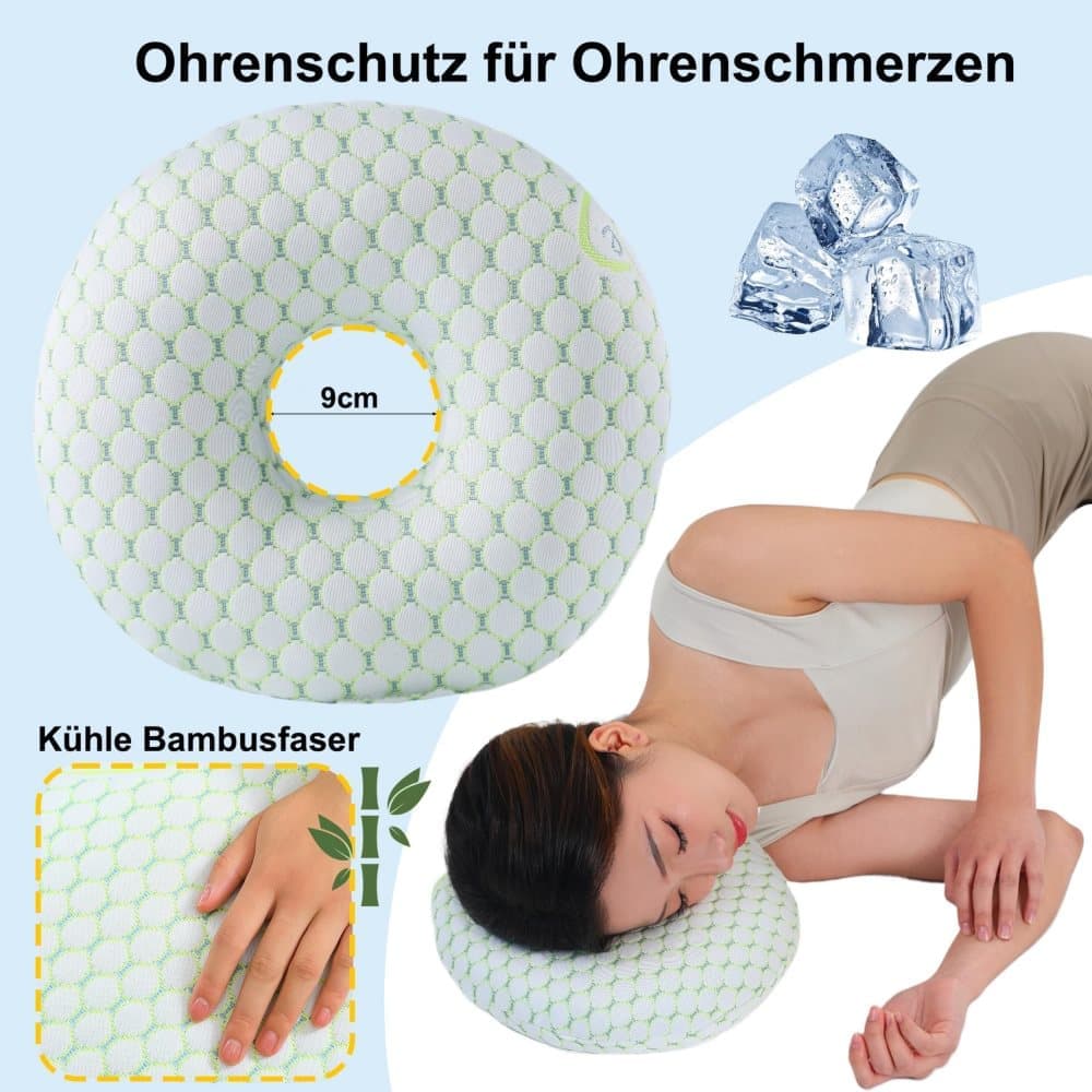 Ear Pillow for Side Sleeping, Ergonomic Design, Comfortable and Ear-Friendly, Relieves Pressure on Ears, Gray