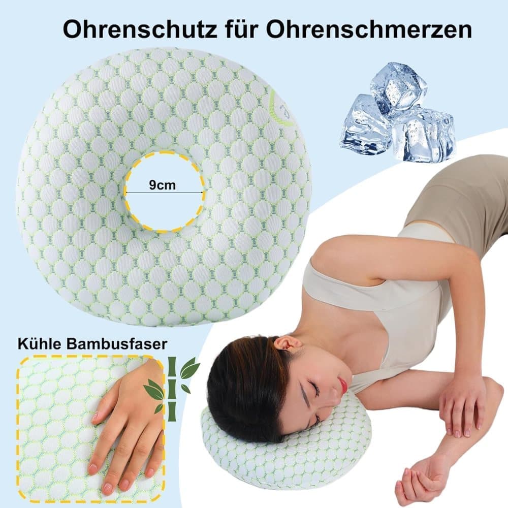 Orthopedic Ear Hole Pillow for Side Sleeping - Bamboo Microfiber Pink