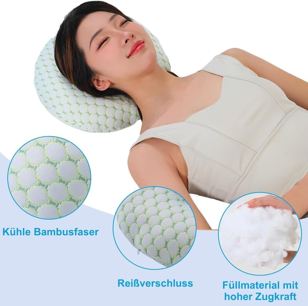 Orthopedic Ear Hole Pillow for Side Sleeping - Bamboo Microfiber Gold