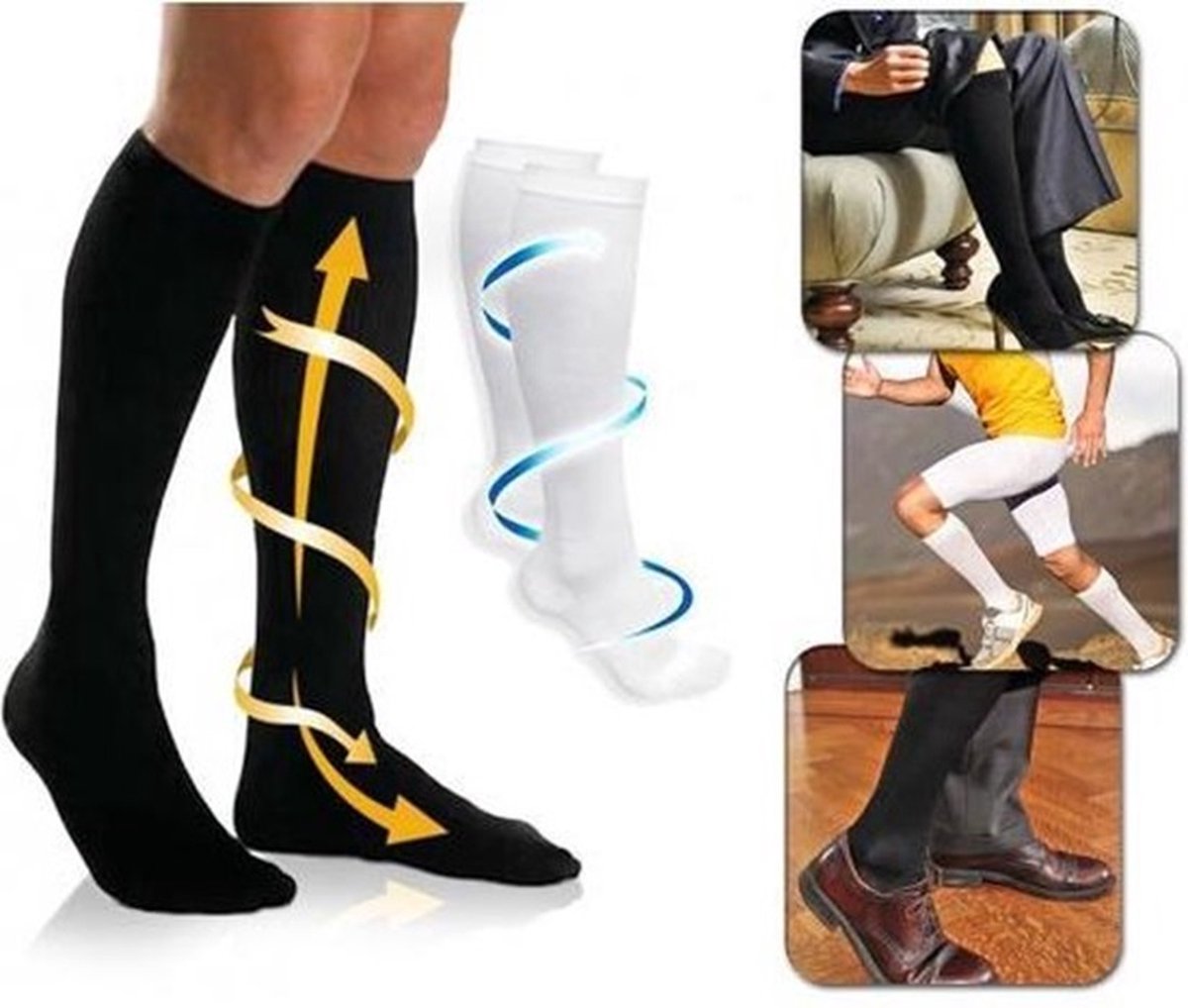Duo Pack Compression Socks | Compression Stockings | Support Socks | Airplane Socks | Anti-Fatigue | Size L/XL (41-47) | Black