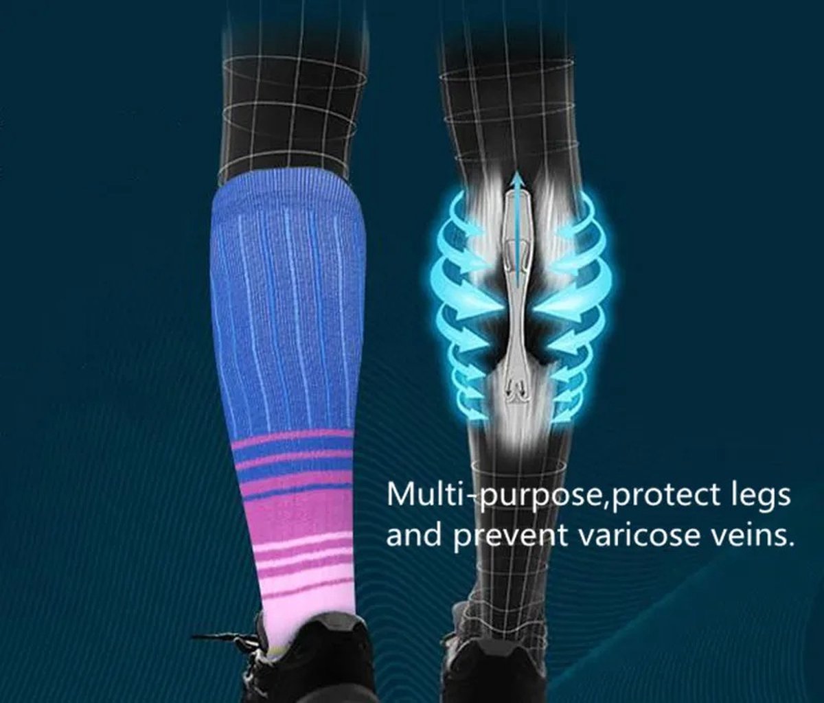 Duo Pack Compression Socks | Compression Stockings | Support Socks | Airplane Socks | Anti-Fatigue | Size L/XL (41-47) | Black