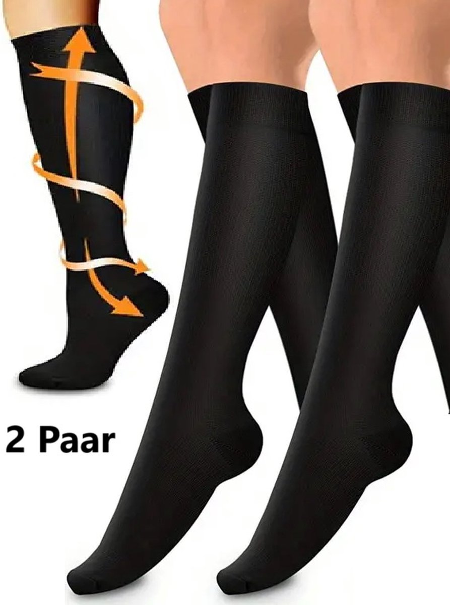 Duo Pack Compression Socks | Compression Stockings | Support Socks | Airplane Socks | Anti-Fatigue | Size L/XL (41-47) | Black