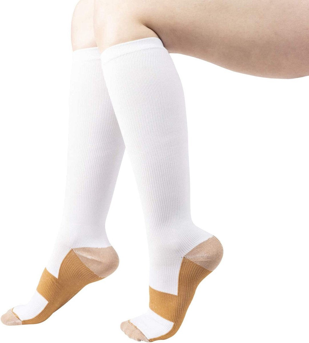 Sports Socks | Running Socks | Running | Fitness Socks | Copper Compression Socks | Support Socks | Airplane Socks | Size L/XL (40-47) | White