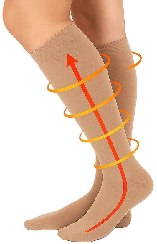 Sports Socks | Jogging | Walking | Compression Stockings | Compression Socks | Support Stockings | Airplane Socks | Beige | Size L/XL / Size 41-47