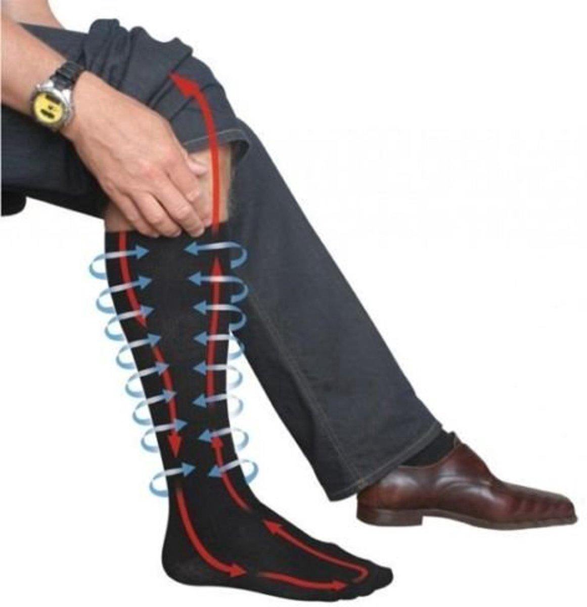 Sports Compression Socks - Airplane & Walking Support Beige Size L/XL 41-47