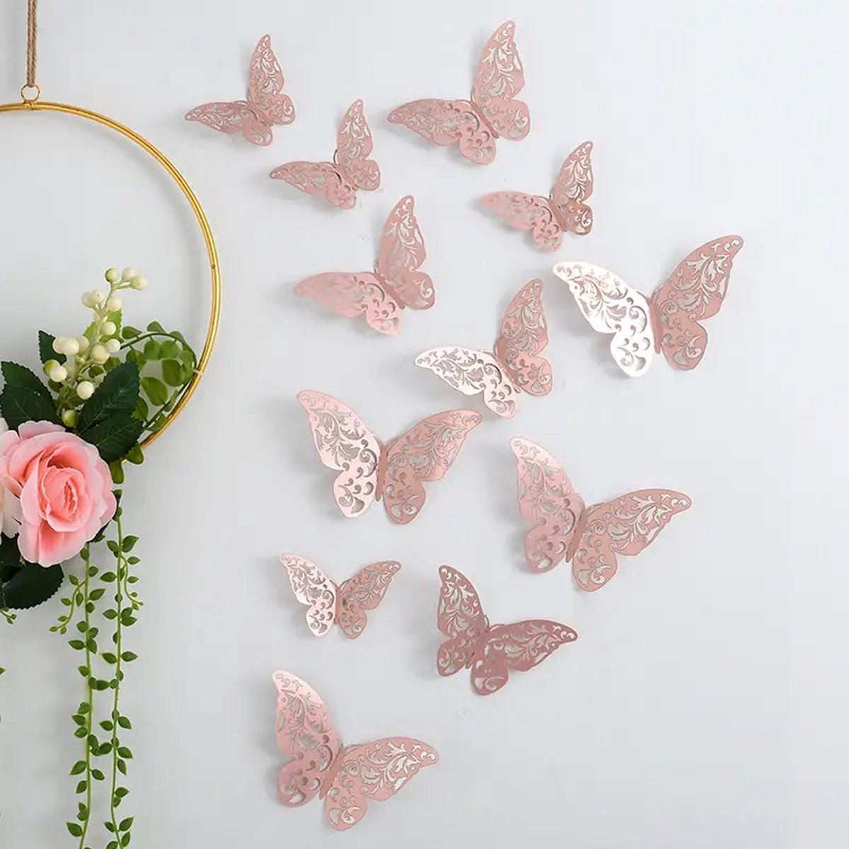 3D Wall Decoration Butterflies 12 Pieces | Wall Decoration | Wall Butterflies | Butterfly Wall Stickers | Rose Gold