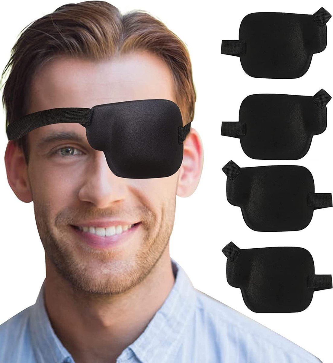 3D Eye Patches 4-Pack - Adjustable Luxury Eye Mask for Post-Surgery & Lazy Eye