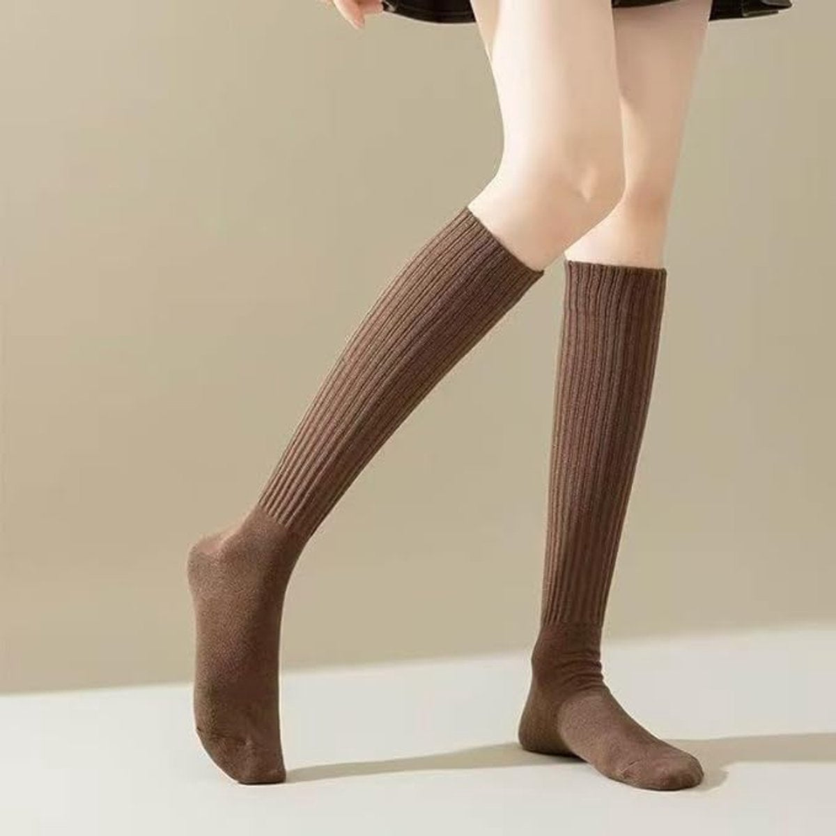 Sports Compression Knee Socks 5-Pairs - Cute Long Style for Autumn & Winter