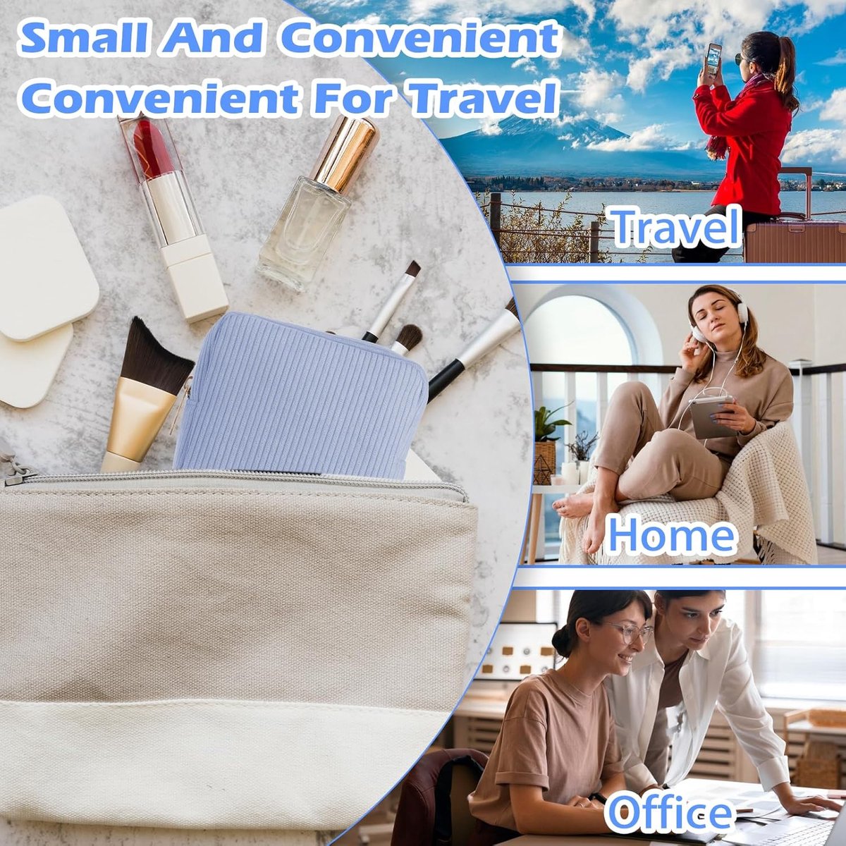 Toiletry Bag - Sanitary Pad Makeup Bag - Sanitary Pad Pouches - Menstrual Bags - Menstrual Pouches - Waterproof Zipper - Tampon Pouches - Napkin Pouches - Cosmetic Bag - Storage Bag - Makeup Bag - For Sanitary Pads, Tampons, Menstrual Cup - Blue