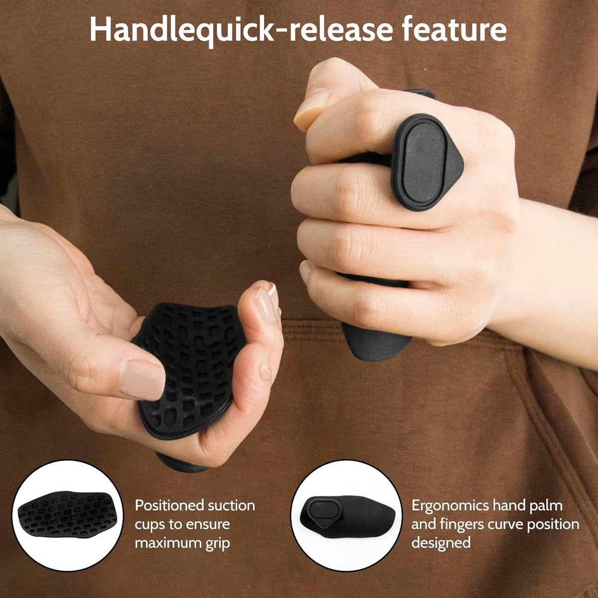Fitness Strength Training Grips - Pack of 2 - Rubber Gym Weightlifting Non-Slip Exercise Grips - Deadlift Straps - Lift Straps - Strength Training - Fingerless Weightlifting Grips - Non-Slip Palm Protectors - Black