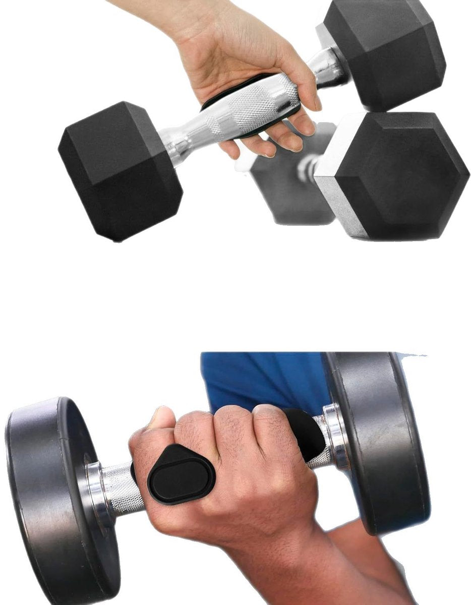 Fitness Strength Training Grips - Pack of 2 - Rubber Gym Weightlifting Non-Slip Exercise Grips - Deadlift Straps - Lift Straps - Strength Training - Fingerless Weightlifting Grips - Non-Slip Palm Protectors - Black