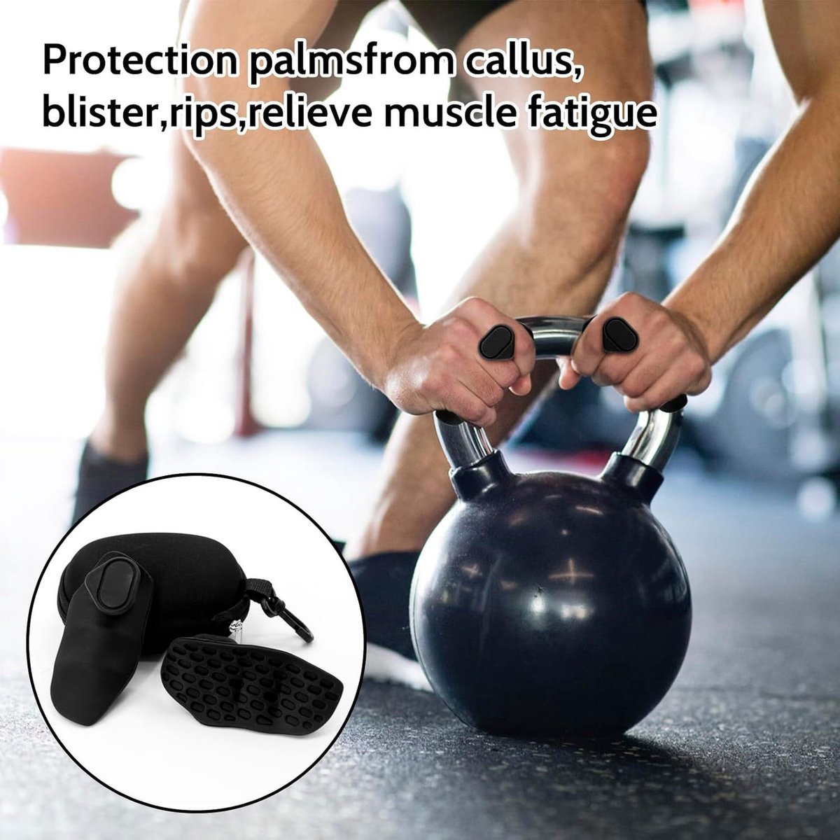 Fitness Strength Training Grips - Pack of 2 - Rubber Gym Weightlifting Non-Slip Exercise Grips - Deadlift Straps - Lift Straps - Strength Training - Fingerless Weightlifting Grips - Non-Slip Palm Protectors - Black
