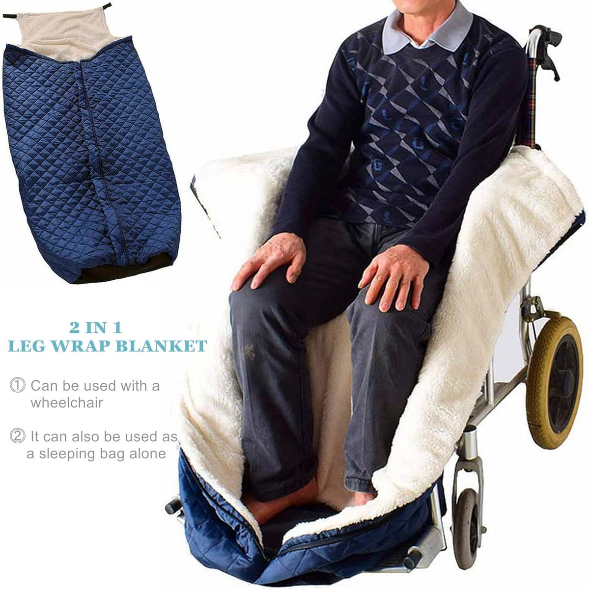 Wheelchair Blanket – Footmuff – Wind and Waterproof – Unisex – Cashmere Lined – Wheelchair Footmuff Adults – Warm & Comfortable – One Size – Stay Warm in Winter – 130*65cm – Waterproof – Waist Size