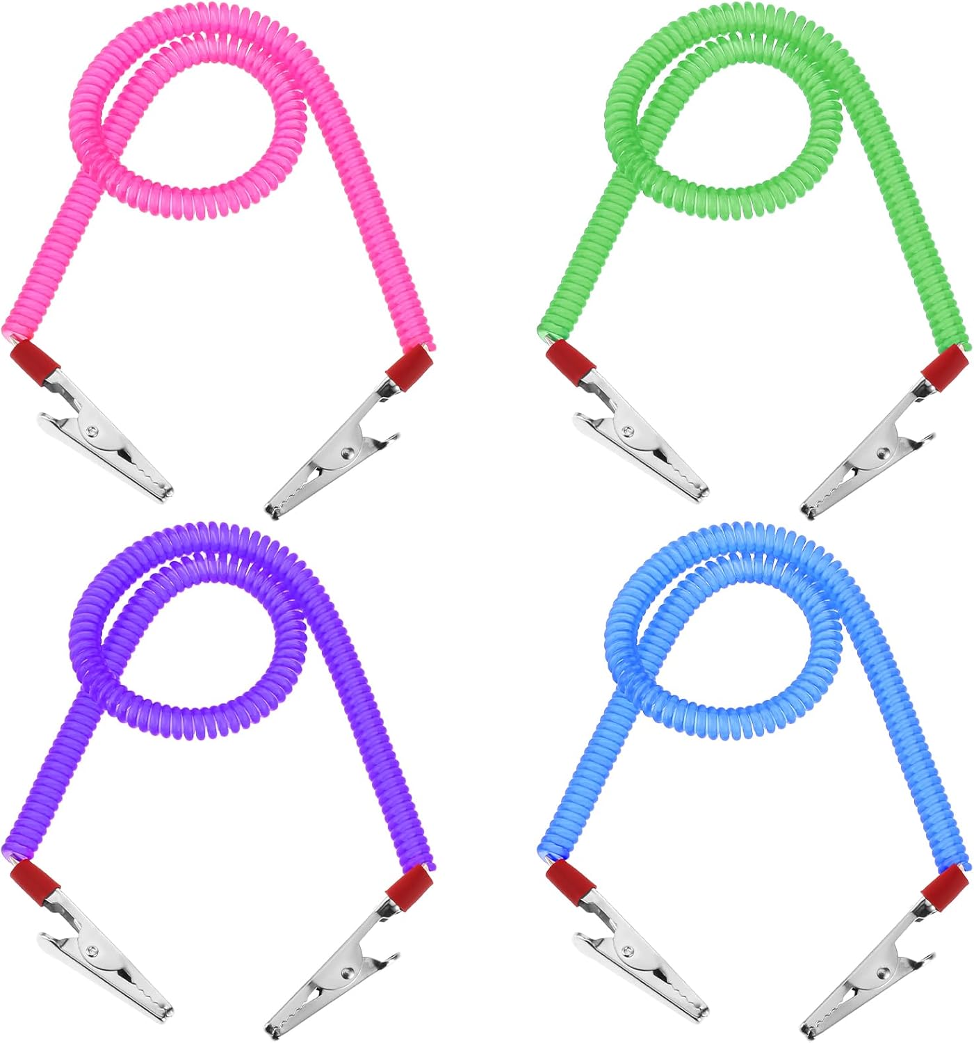 Dental Bib Holder Clips 4-Pack - Colourful Neck Chain Metal Clips for Clinics