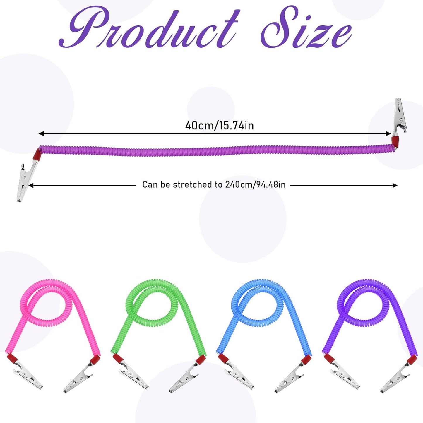 Dental Bib Holder Clips 4-Pack - Colourful Neck Chain Metal Clips for Clinics