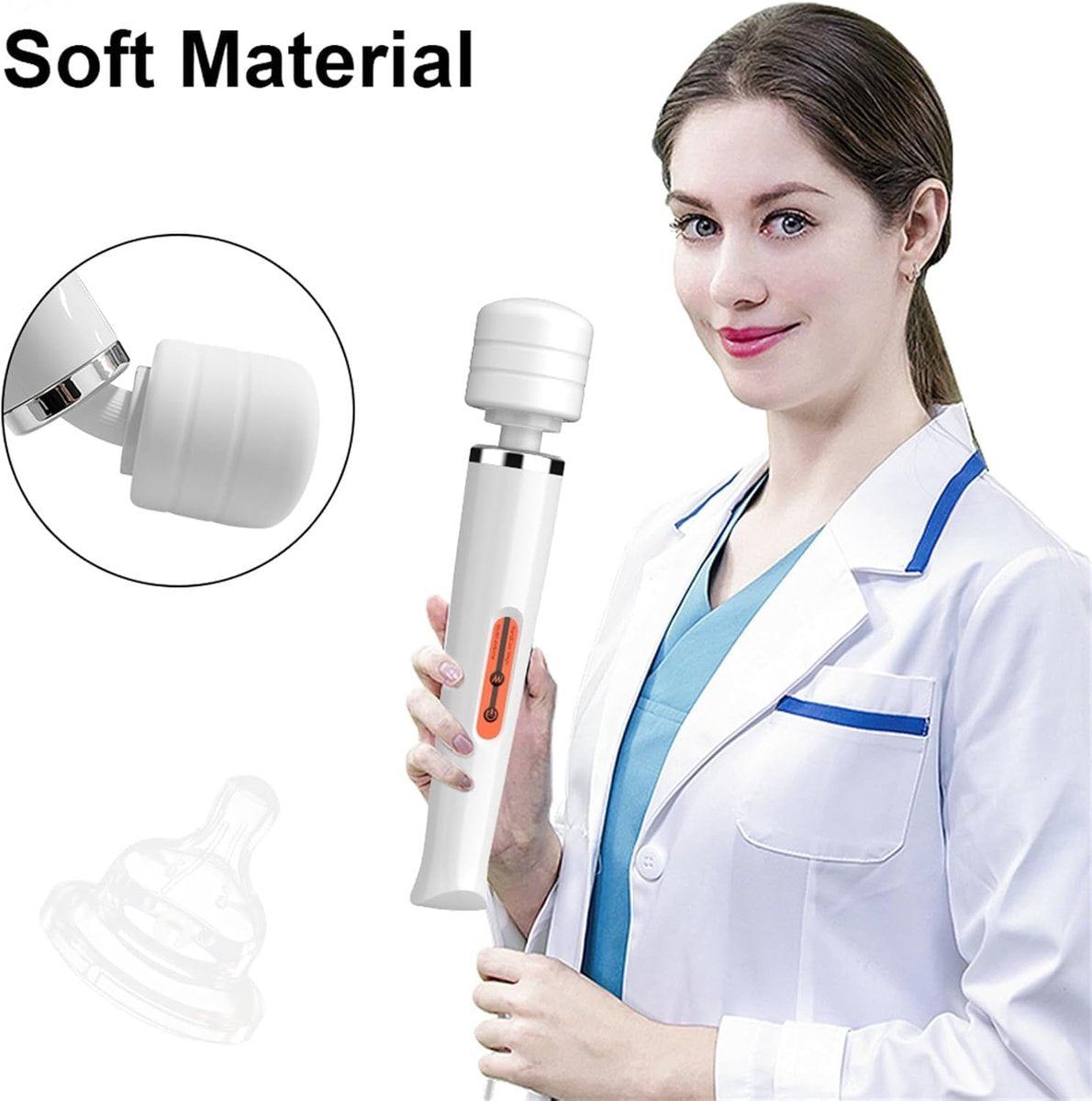 Powerful 10-Speed Plug-In Vibrator - G-Spot Nipple & Clitoral Massager (White)