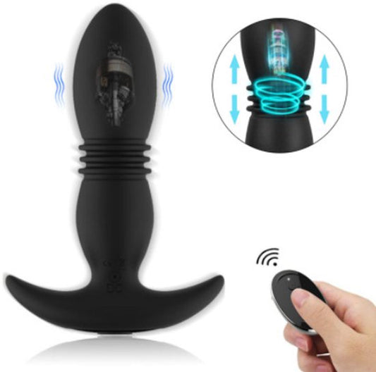 Retractable Vibrating Anal Plug - Wearable Unisex with Remote Control