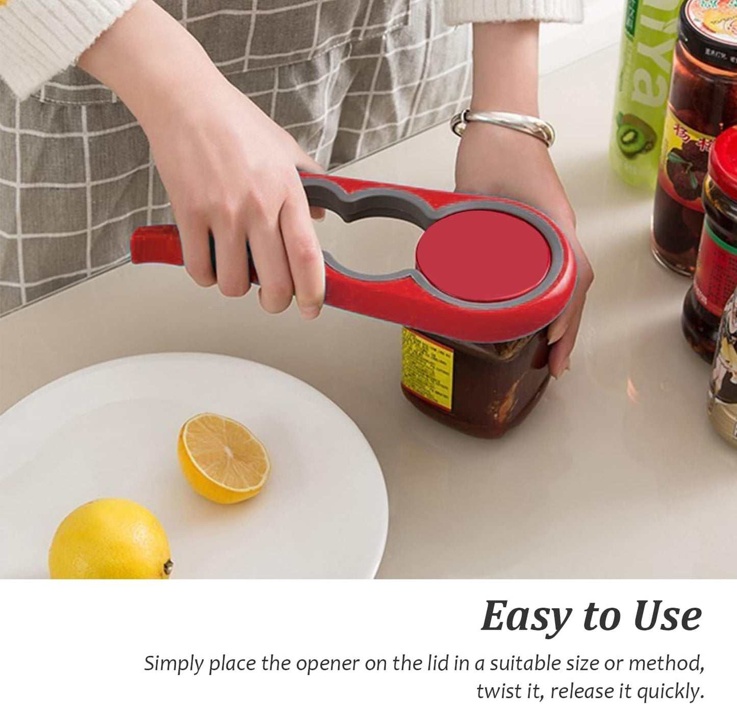 Multifunctional Jar Opener & Bottle Opener - Non-Slip Kitchen Aid - Ideal for the Elderly & Weak Hands - Orange