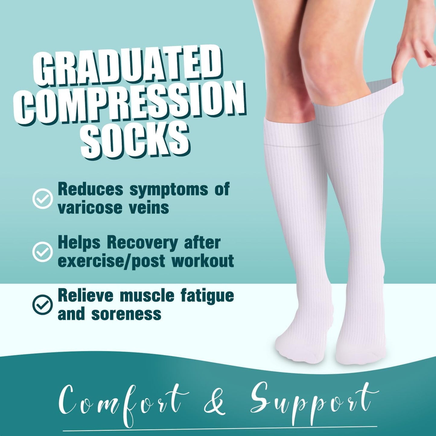 Compression Socks 6-Pairs S/M - For Nurses Running & Travel (Purple Series)