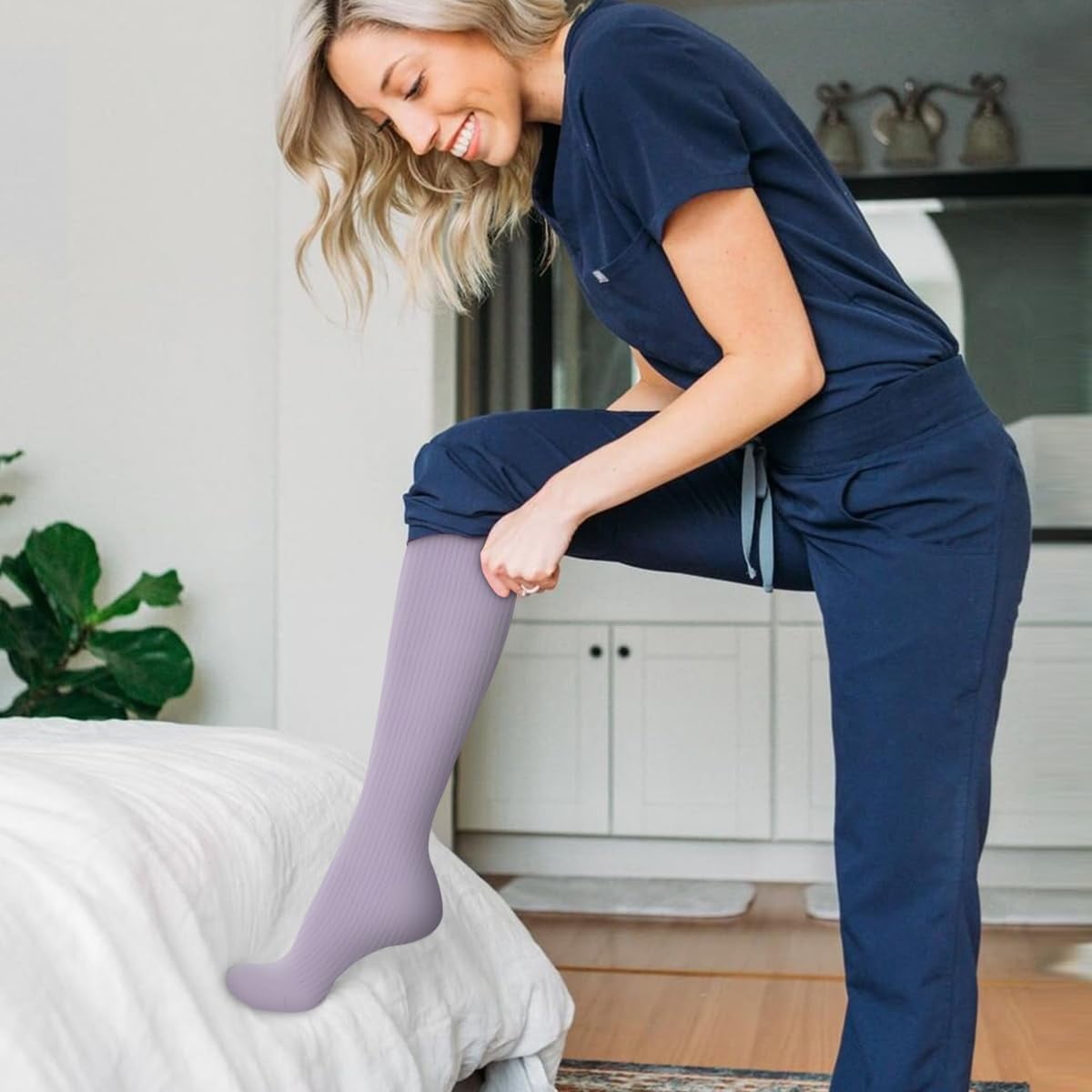 Compression Socks 6-Pairs S/M - For Nurses Running & Travel (Purple Series)