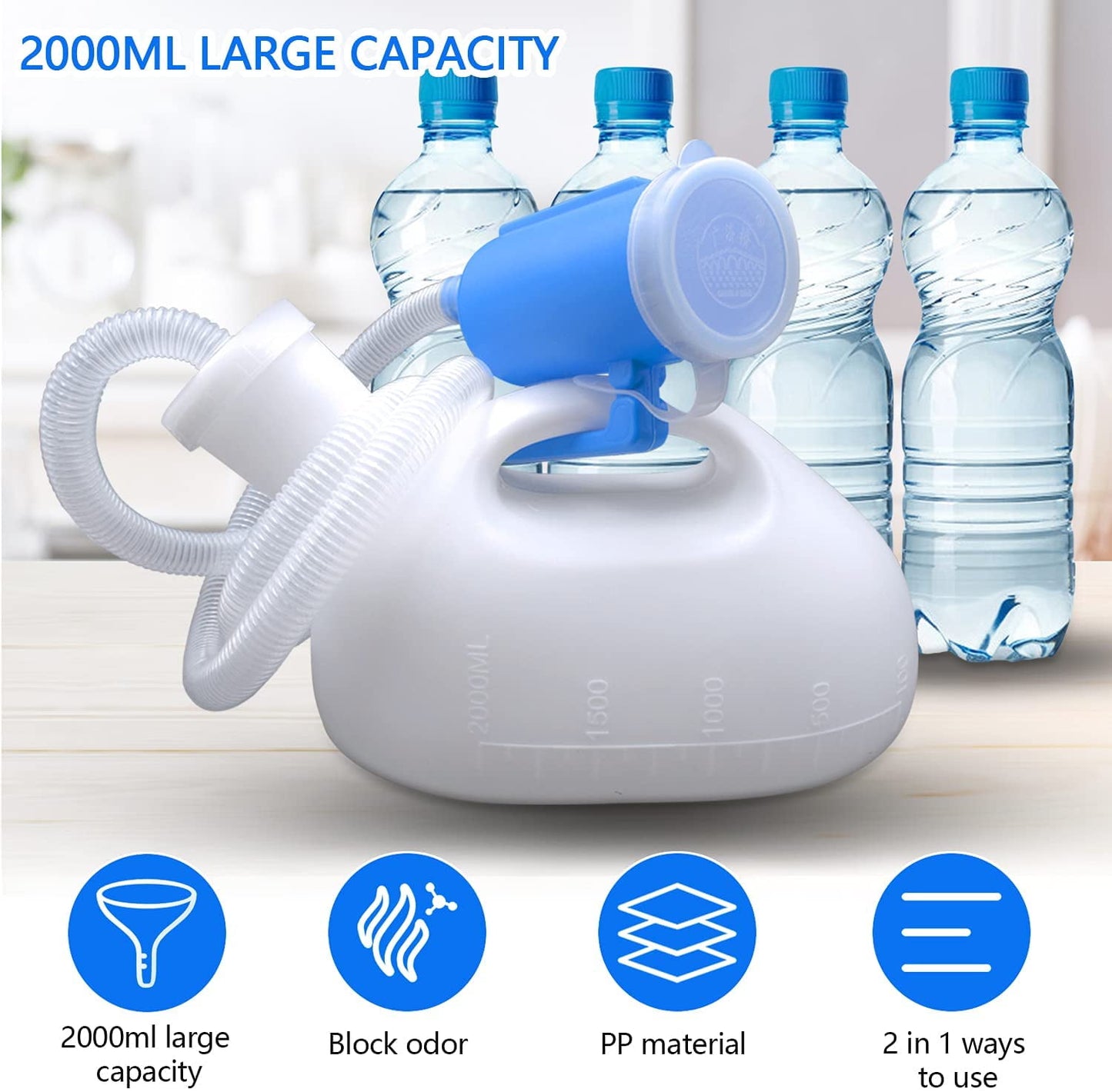Urinals for Men, Male Urinals with Lid Spill Proof Reusable, Portable Urine Bottle Pee Container Cup for Camping Car Traveling Toilet & Hospital Elderly Bedridden Patient