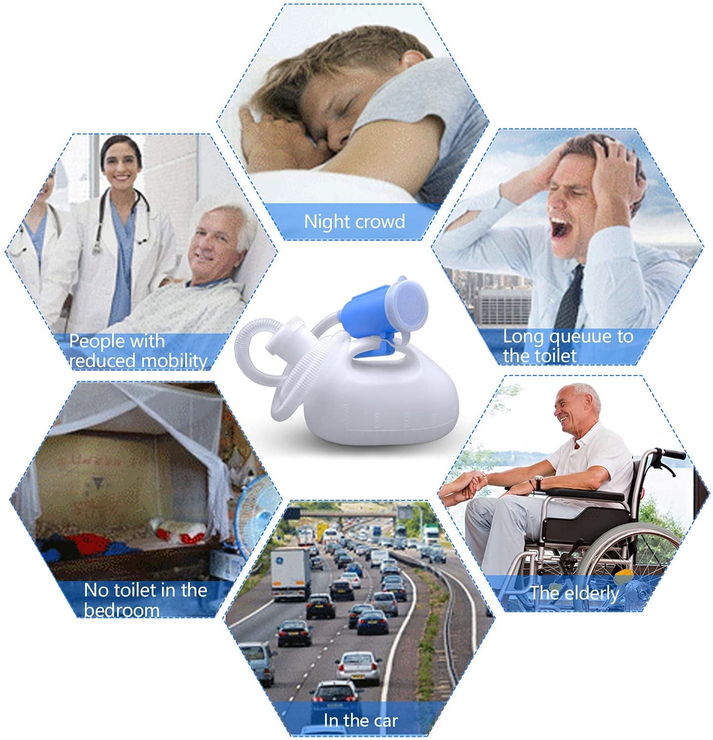 Urinals for Men, Male Urinals with Lid Spill Proof Reusable, Portable Urine Bottle Pee Container Cup for Camping Car Traveling Toilet & Hospital Elderly Bedridden Patient