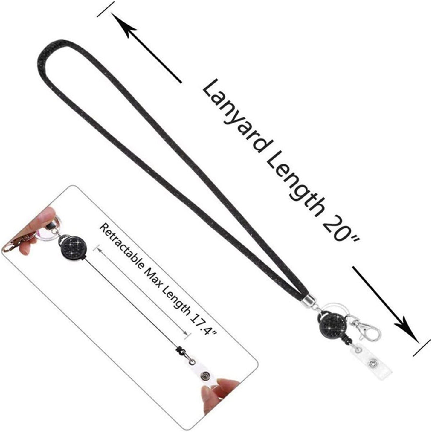 Retractable ID Badge Holder with Bling Neck Strap Lanyard, Heavy Duty Bling Badge Reel with Clear Card Holder for Office Worker Teacher Doctor (Sky Blue/1 Pcs) 3.54x2.64 3.54" x 2.64" Beige