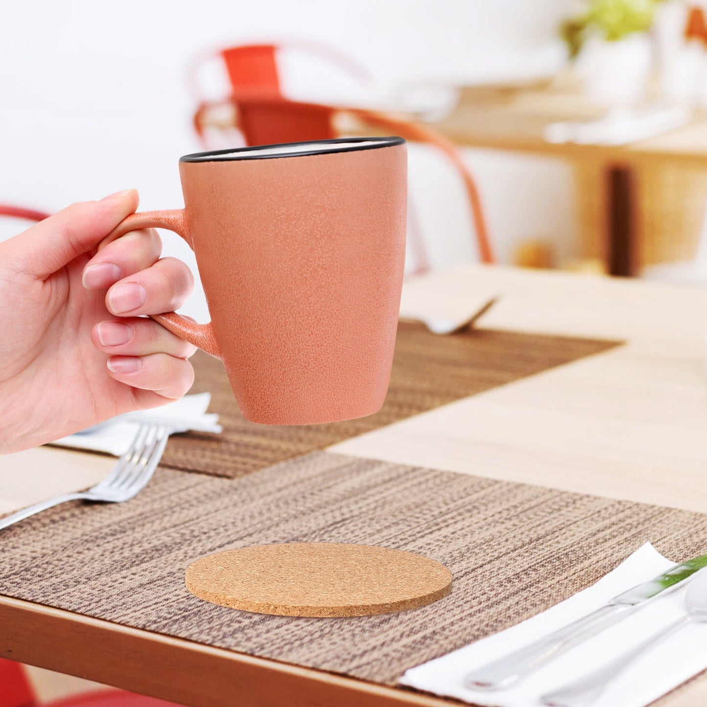 HOOWIFFY Cork Coasters Bulk Cork Coasters For Drinks 100Pcs