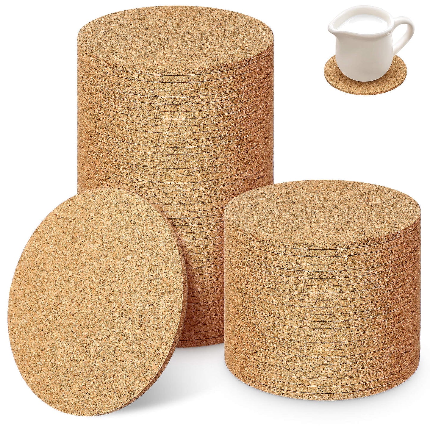 HOOWIFFY Cork Coasters Bulk Cork Coasters For Drinks 100Pcs