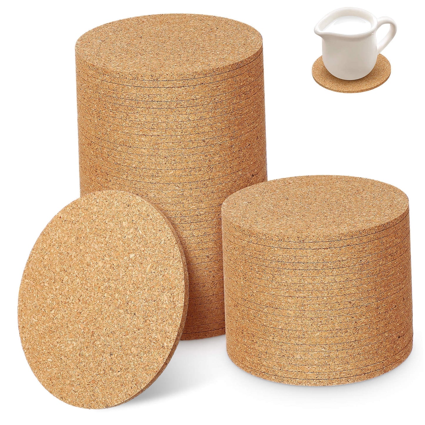 HOOWIFFY Cork Coasters Bulk Cork Coasters For Drinks 100Pcs