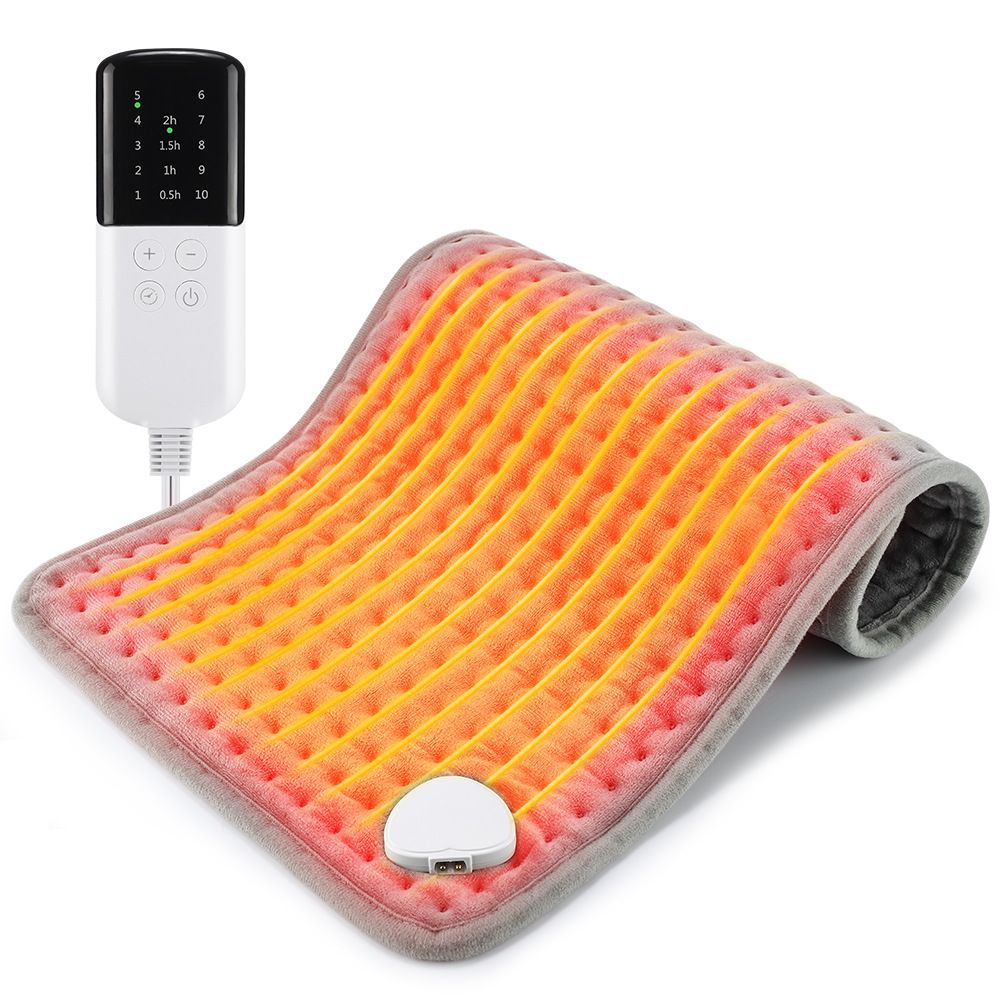Heating Pad for Back Pain, 12''×24'' Heating Pad for Period Cramps Neck Shoulder Knee Leg with Heat Settings Auto Shut-Off and Rapid-Heating, Ideal Gift for Family and Friends, Gray