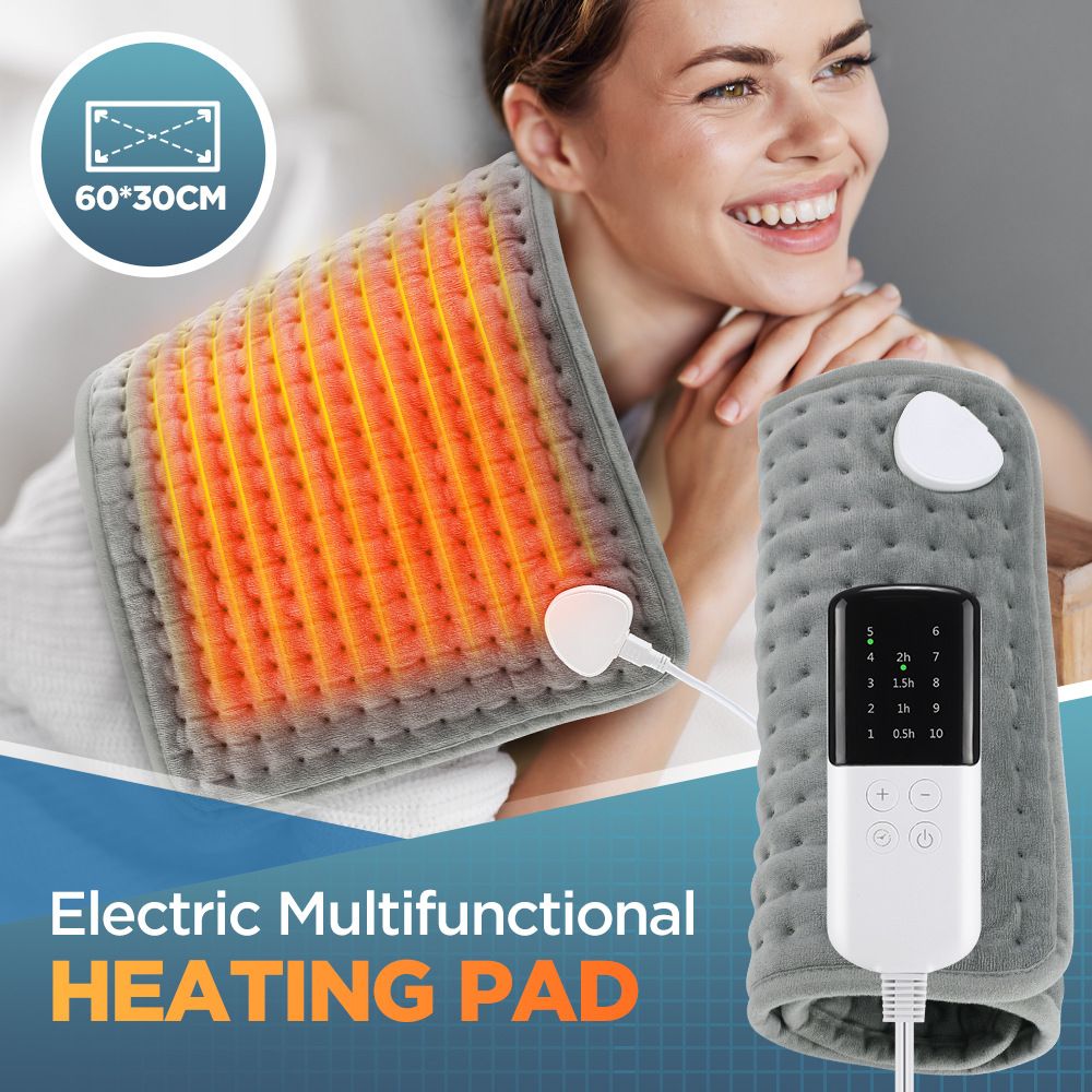 Heating Pad for Back Pain, 12''×24'' Heating Pad for Period Cramps Neck Shoulder Knee Leg with Heat Settings Auto Shut-Off and Rapid-Heating, Ideal Gift for Family and Friends, Gray
