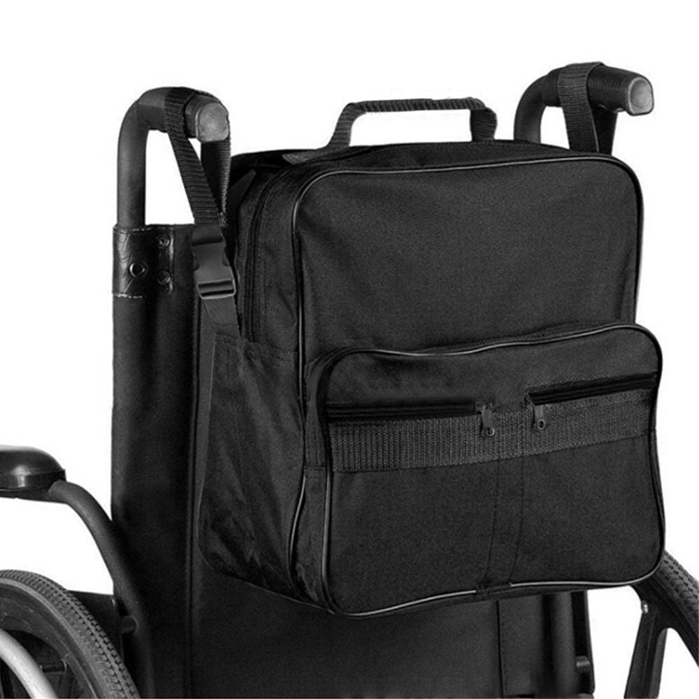 Wheelchair Bags, Wheelchair Bags to Hang on Back, Electric Wheel Chair Accessories, Large Storage Bag for Walker Rollator（black35*19*30cm）