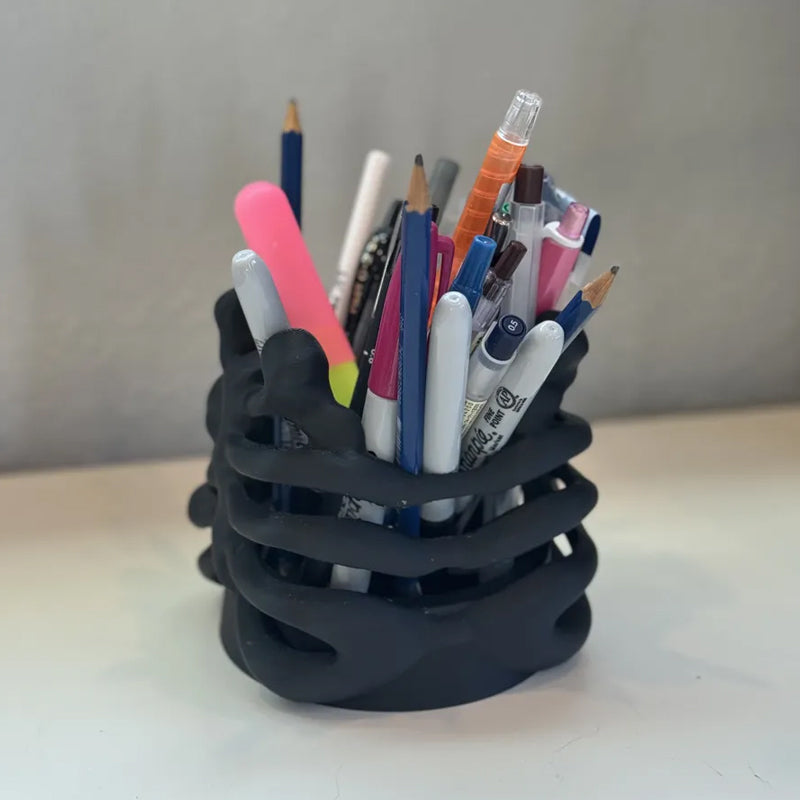 3D Printed Rib Pen Holder - Skeleton Desktop Organizer & Sculpture