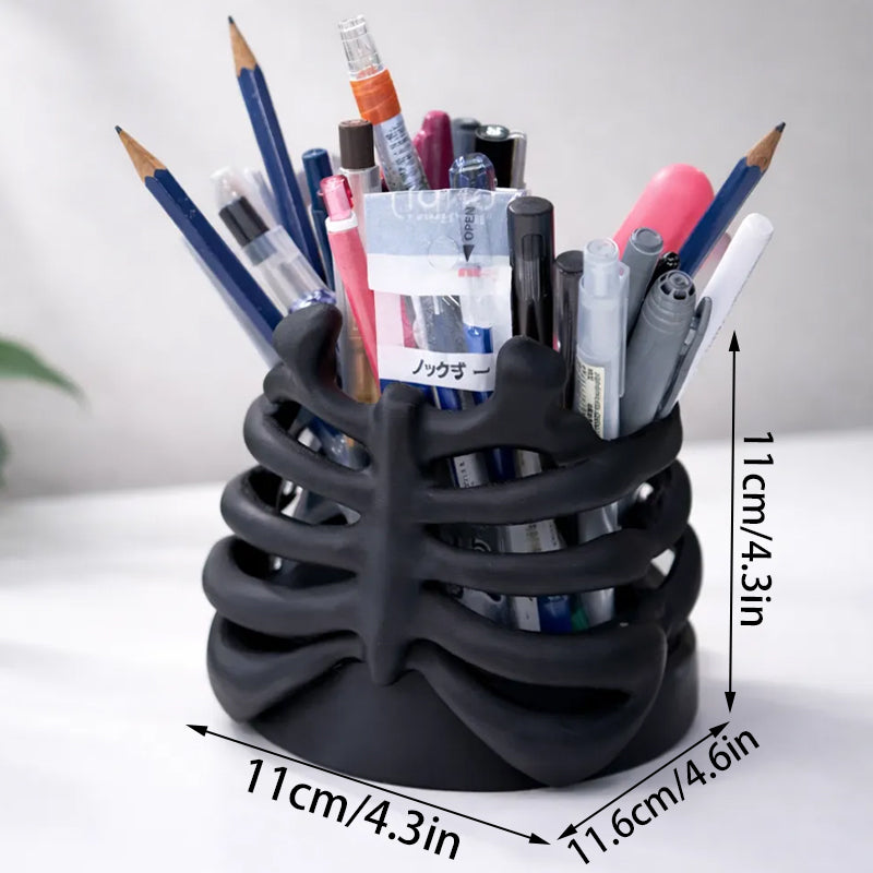 3D Printed Rib Pen Holder - Skeleton Desktop Organizer & Sculpture