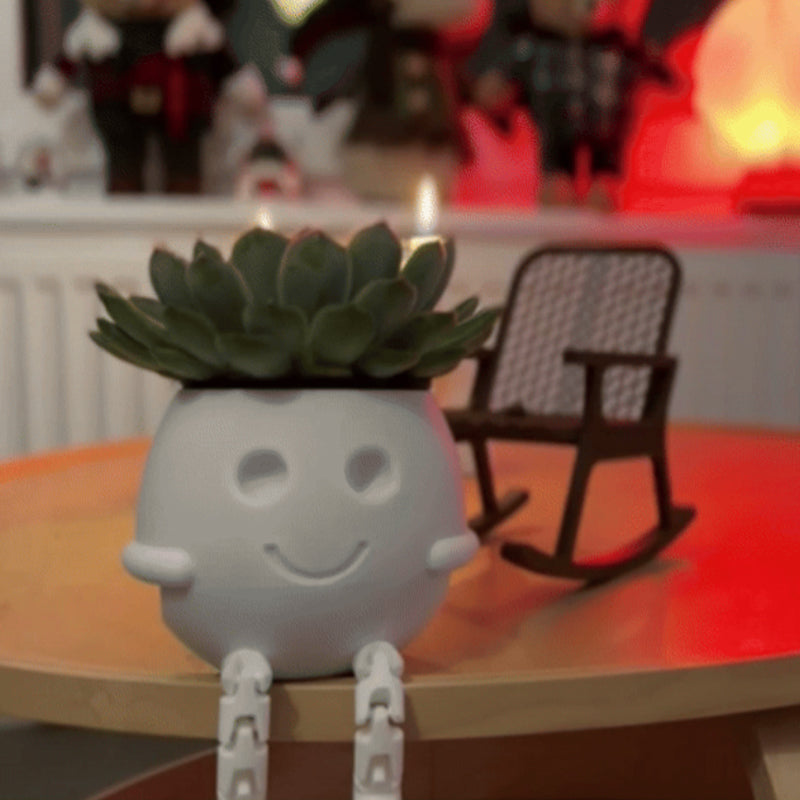 3D Printed Rocking Planter - Desktop Decoration or Bookshelf Embellishment White