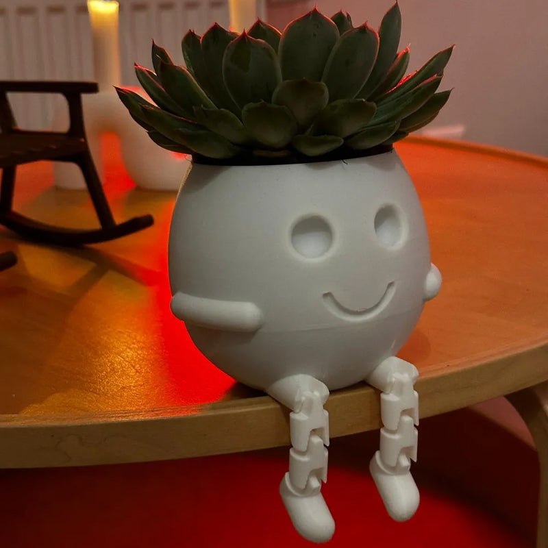 3D Printed Rocking Planter - Desktop Decoration or Bookshelf Embellishment White