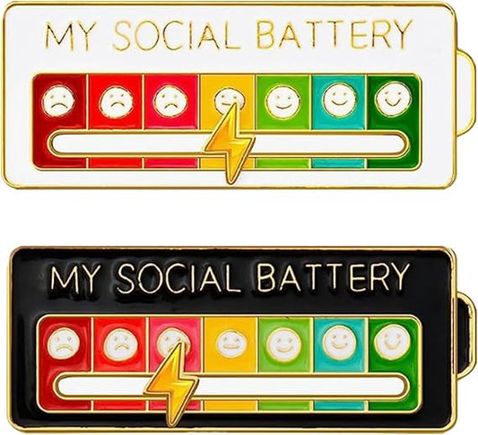 My Social Battery Mood Brooch Pin 7-Day - Funny Social Battery Badge