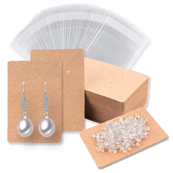 Earring Display Cards 480-Pack with Plastic Bags - Jewellery Packaging for Necklace
