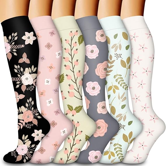 Compression Socks 6-Pairs 15-20mmHg - Graduated Support for Running & Sports S/M