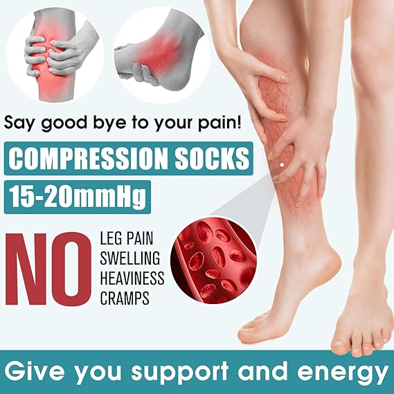 Compression Socks 6-Pairs 15-20mmHg - Graduated Support for Running & Sports S/M