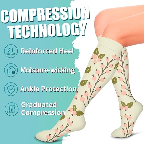 Compression Socks 6-Pairs 15-20mmHg - Graduated Support for Running & Sports S/M