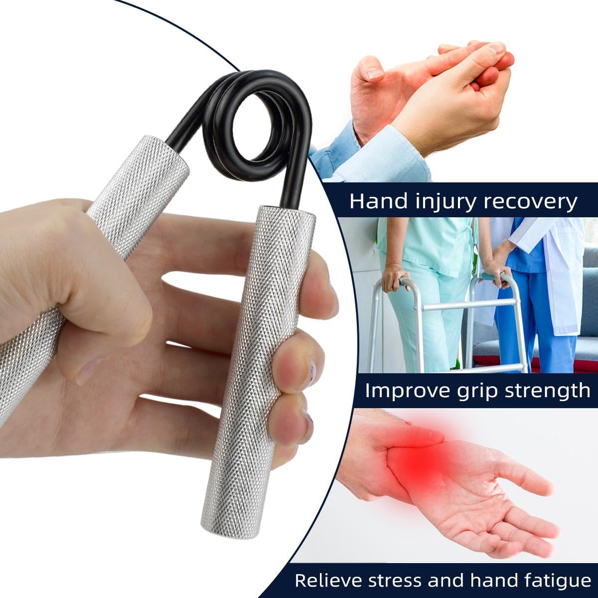 No Slip Heavy-Duty Metal Grip Strength Trainer Forearm for Muscle Building Hand Rehabilitation Home Gym Exerciser Training Recovery Non-slip Gripper Wrist Finger Strengthener