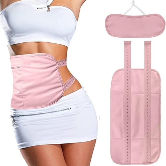 2 Pack Castor Oil Pack Wrap, Reusable Organic Castor Oil Pack Kit, Castor Oil Packs with Adjustable Elastic Strap Bamboo Cotton Machine Washable Anti Oil Leak (Pink)