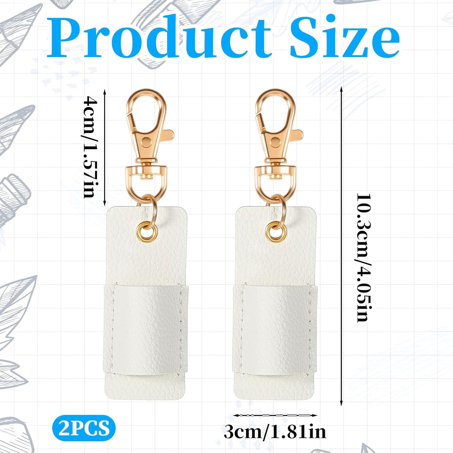 2 Pcs Pen Holder for Lanyard, White PU Leather Anti-Lost Lanyard Pen Clip Retractable Pens Holder Clip Keychain, Portable Pouch Pocket Pens Holders for Pencil Badges Clipboard Nurses Office School