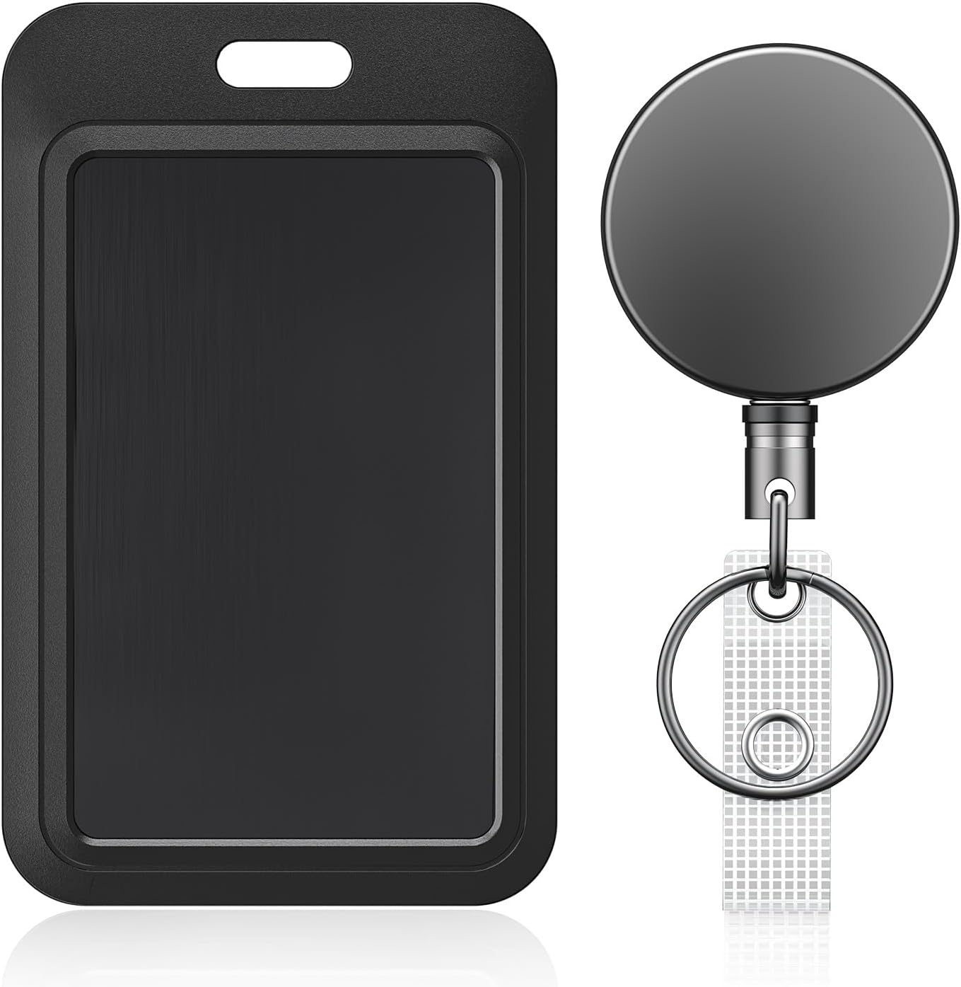 Sliding Badge Holder 3-Pack Vertical + Metal Retractable Keychain 2-Pack